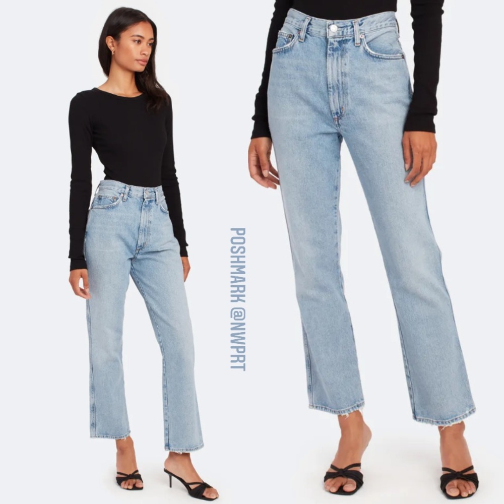 NWOT ✨ AGOLDE Pinch Waist RIPTIDE High Rise Straight Kick Jeans Light Wash 25